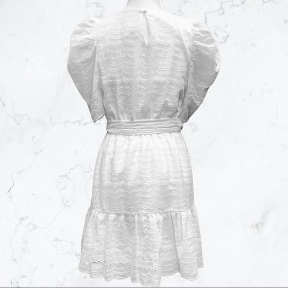 Flying Tomato|Love Colette Balloon Short Sleeve White Eyelet Mini Dress, Small - Picture 6 of 10